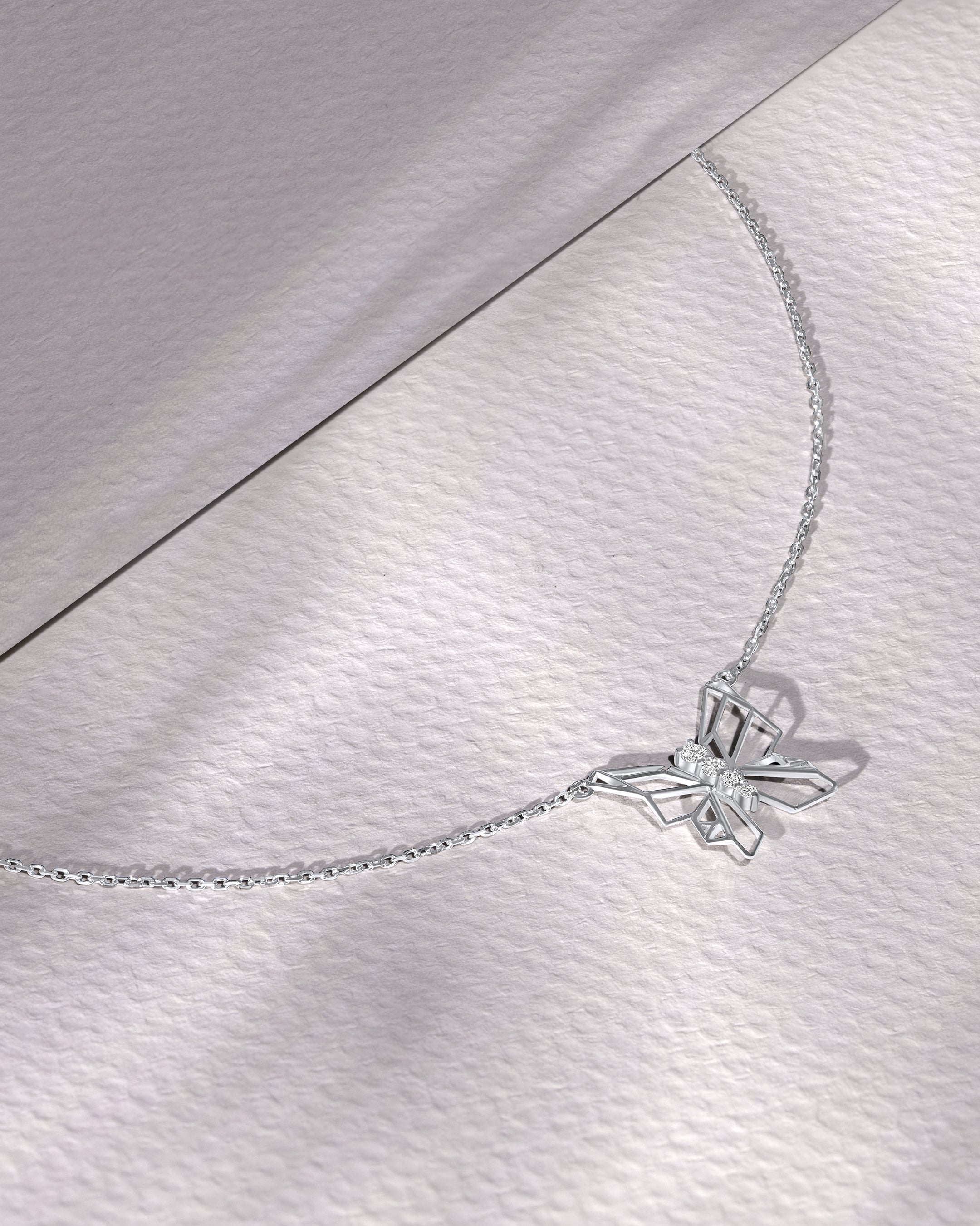 Butterflies Full Diamond Necklace (White)