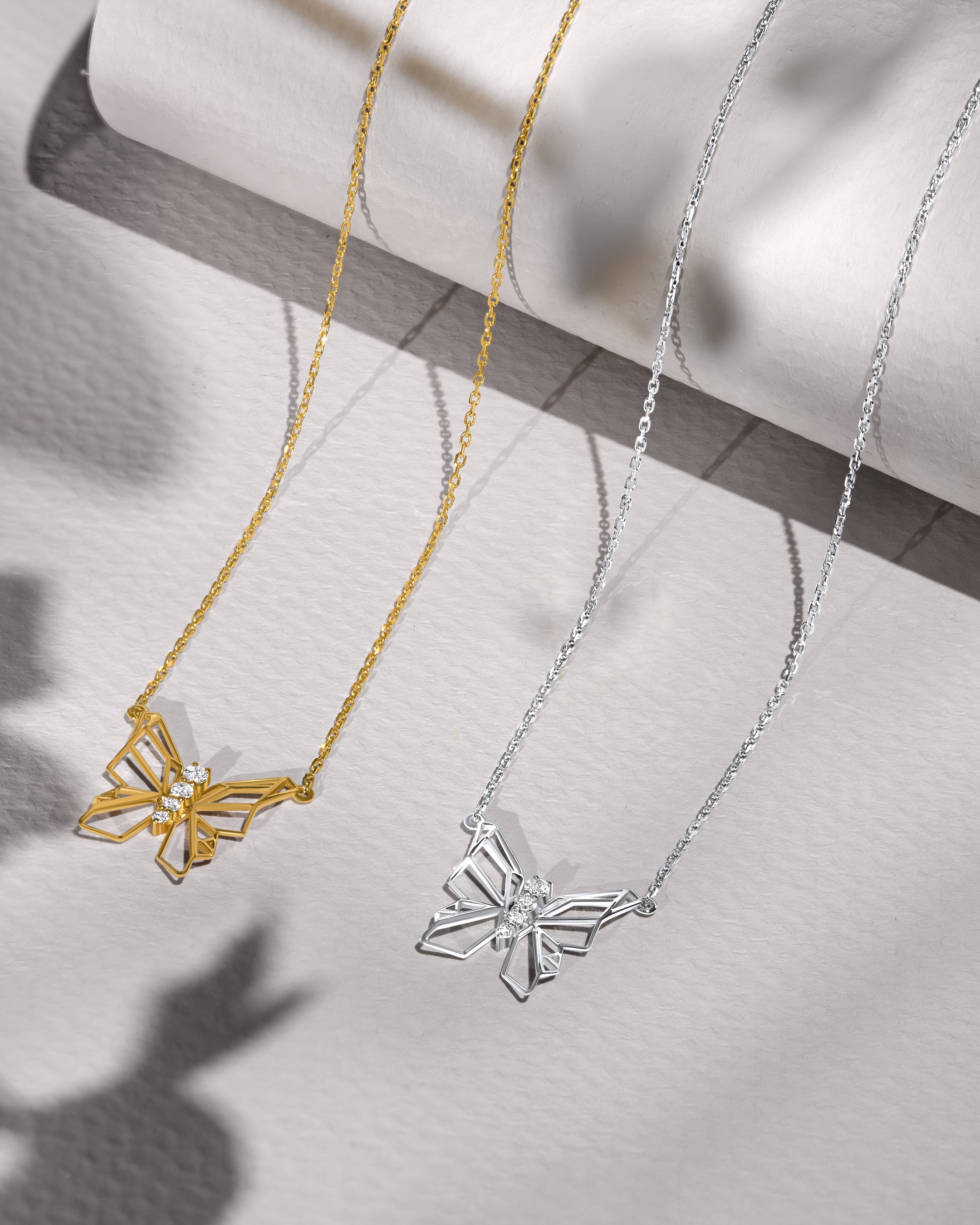 Butterflies Full Diamond Necklace (White)
