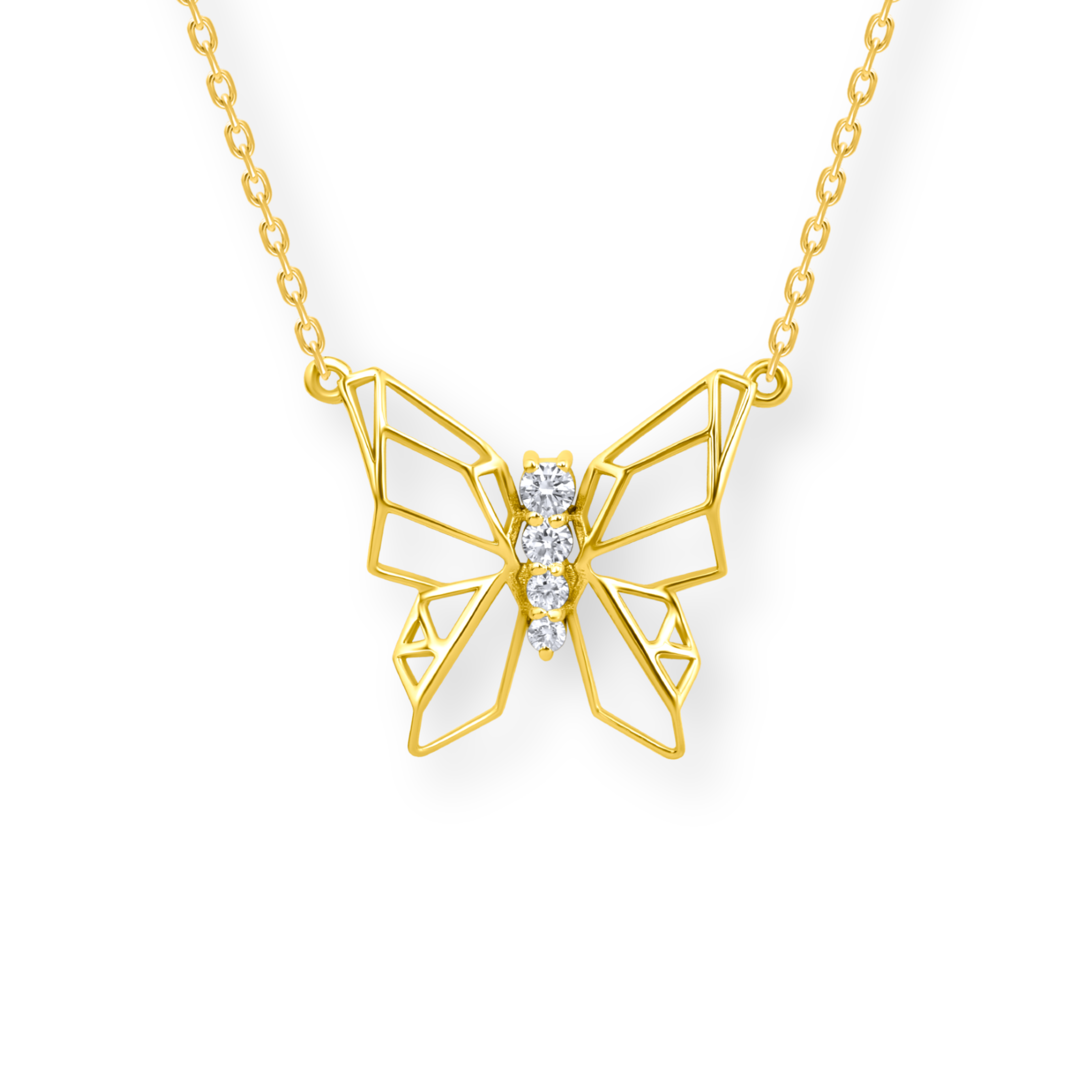 Butterflies Full Diamond Necklace (yellow)