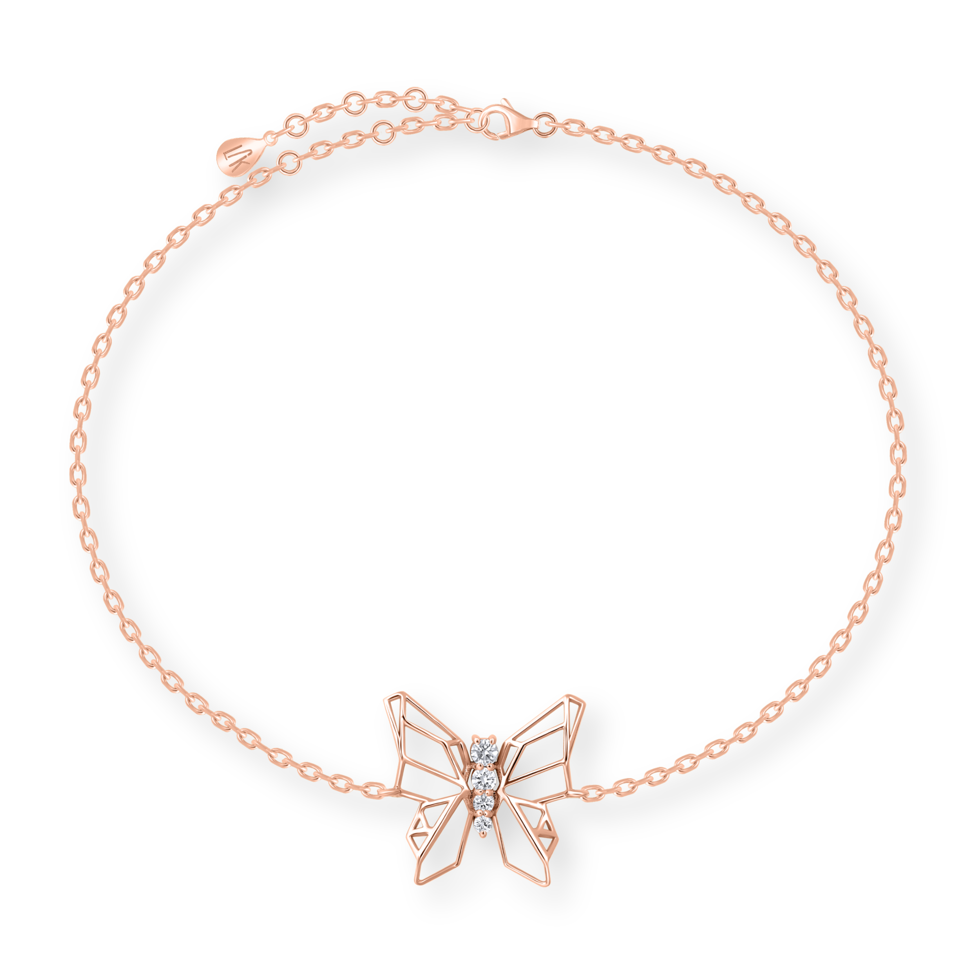 Butterflies Full Diamond Bracelet (Rose)