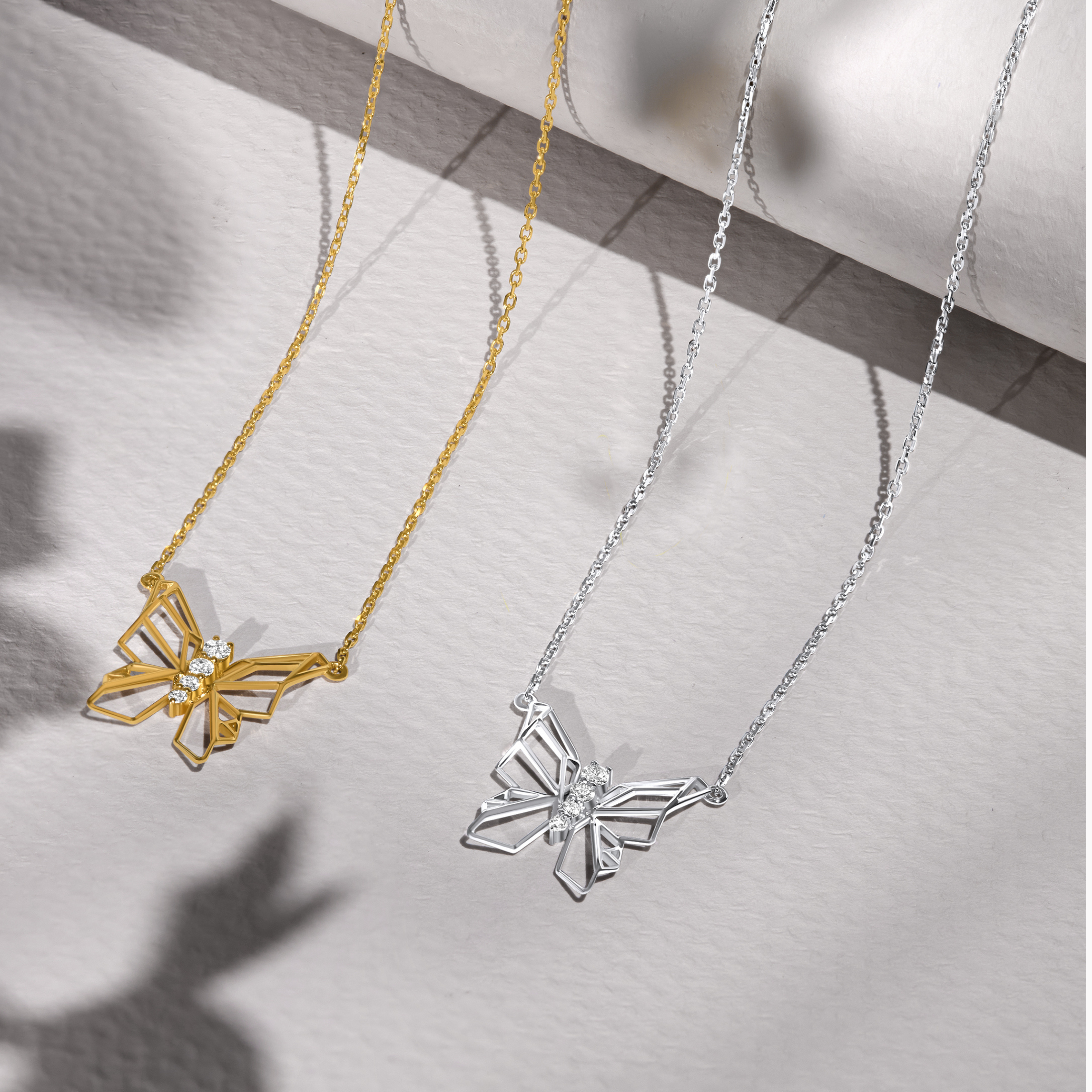 Butterflies Full Diamond Necklace (yellow)