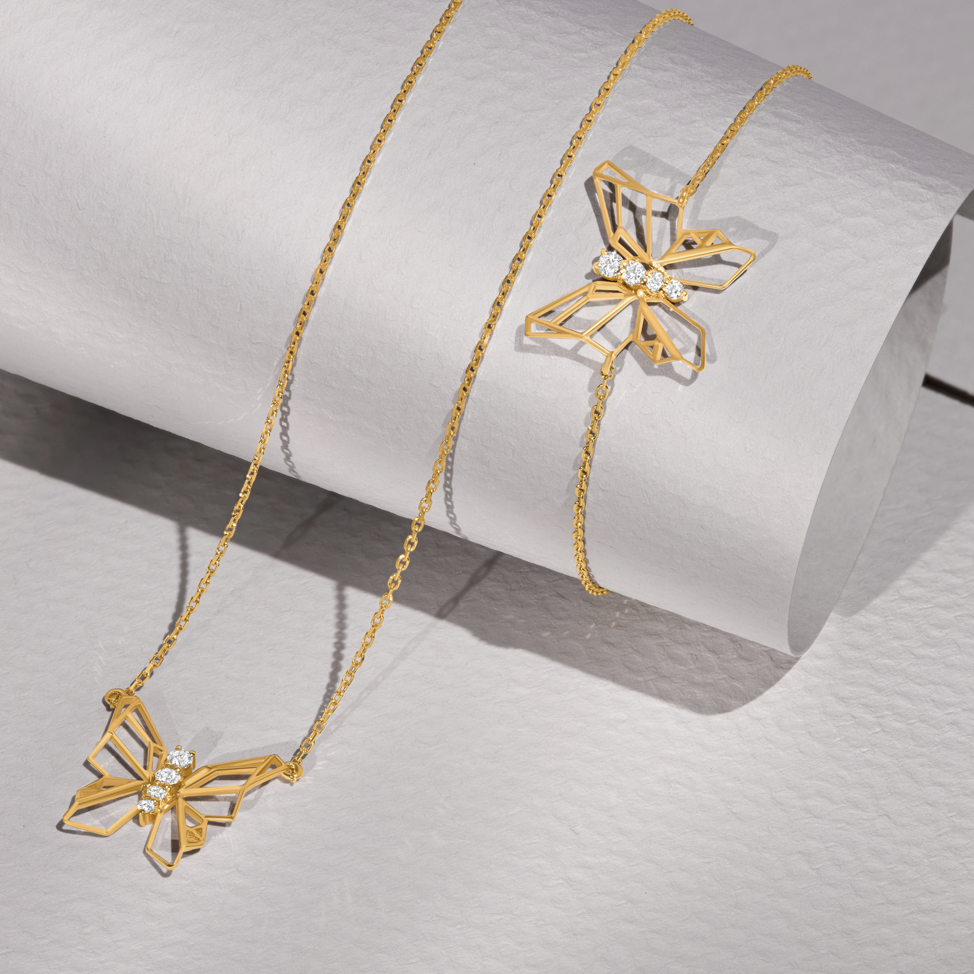 Butterflies Full Diamond Necklace (yellow)