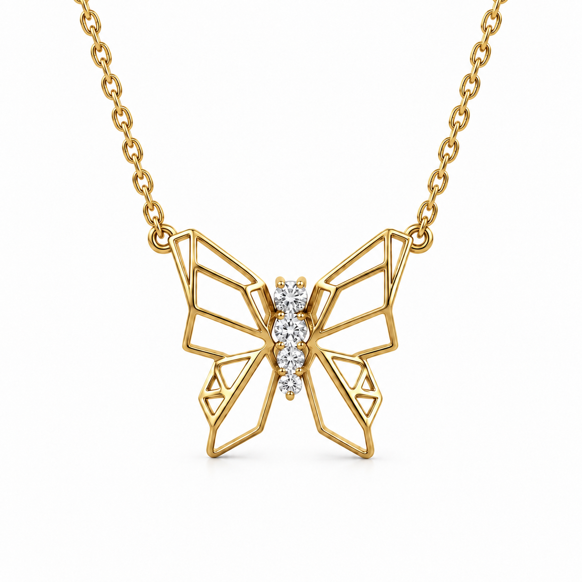 Butterflies Full Diamond Necklace (yellow)