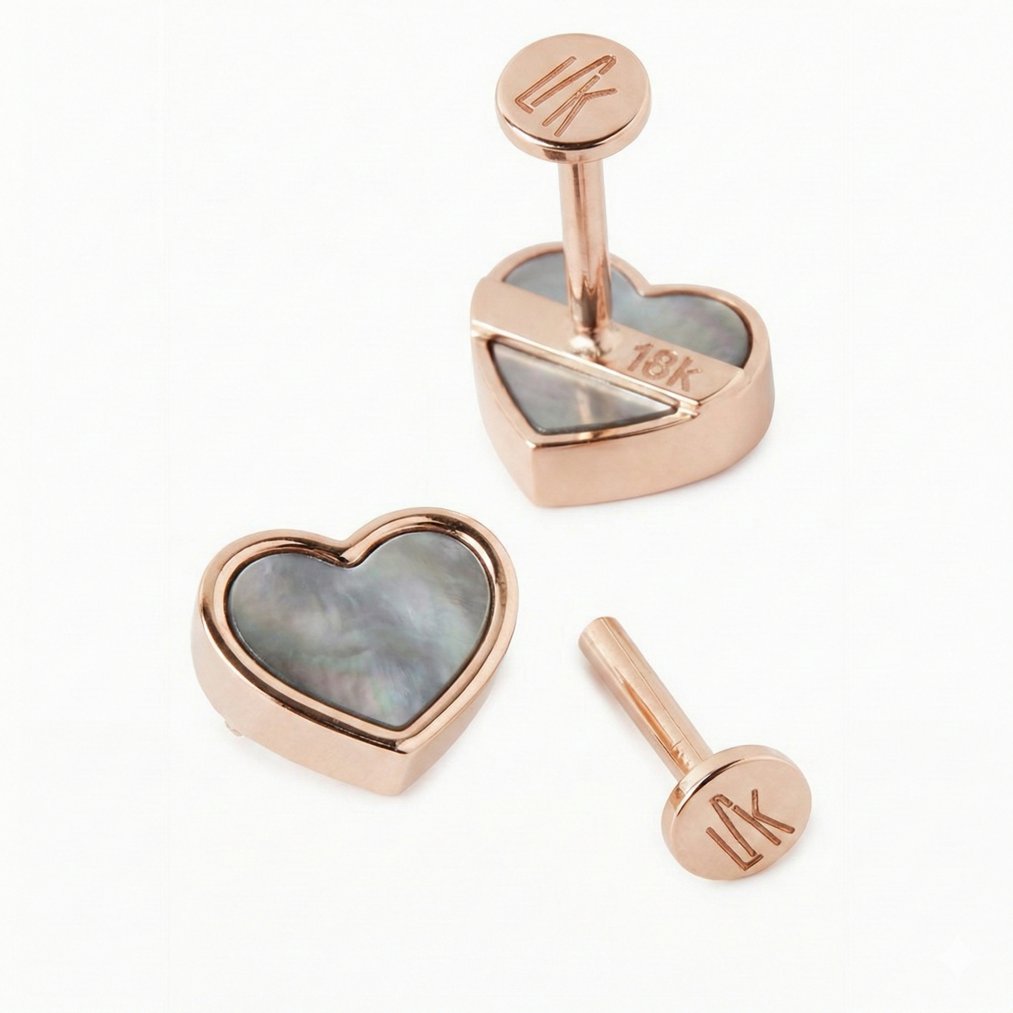 Heart Gray Mother Of Pearl  Earrings