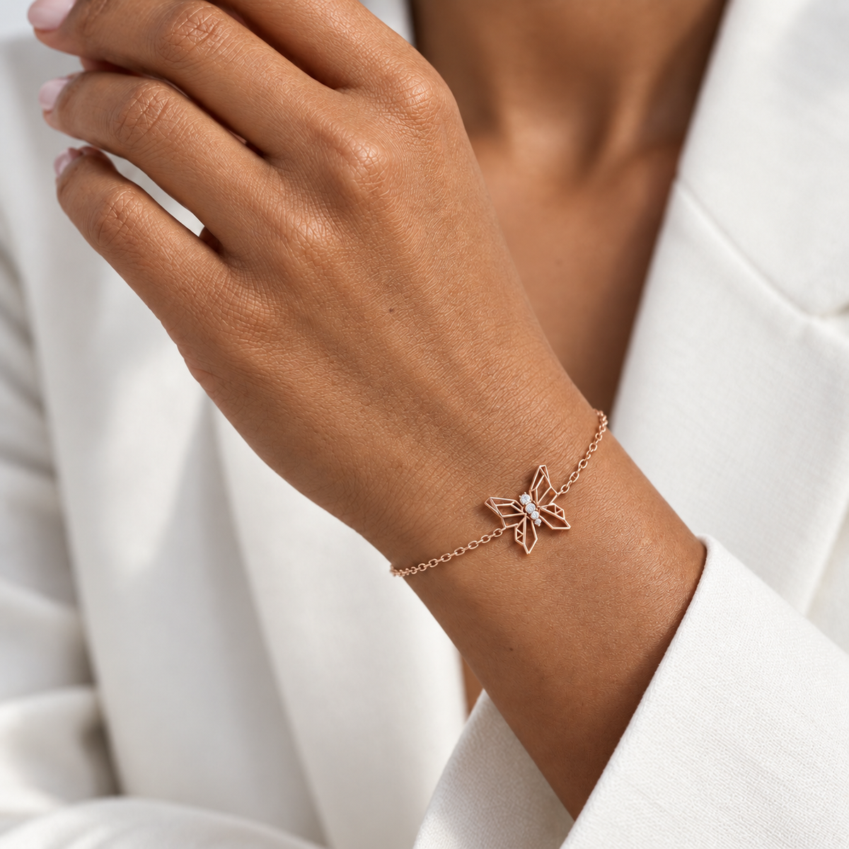 Butterflies Full Diamond Bracelet (Rose)