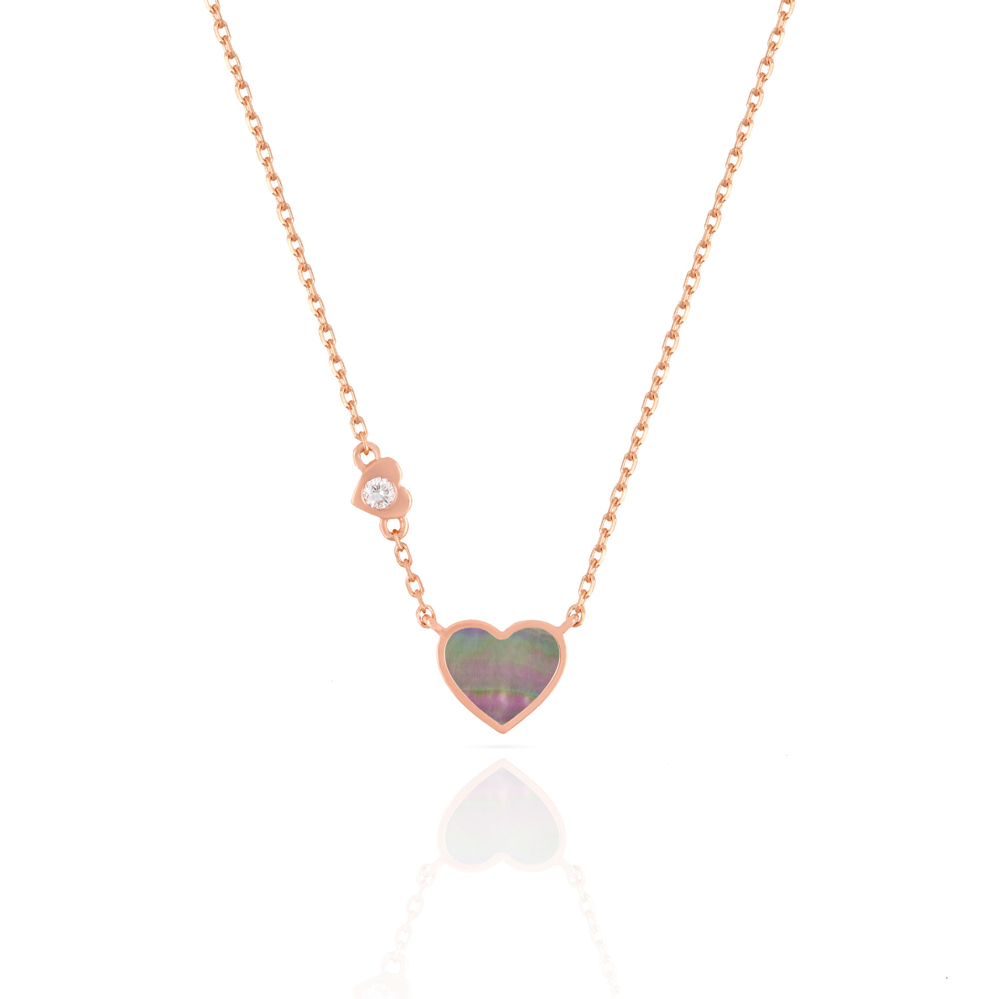 Heart Gray Mother of Pearl Necklace